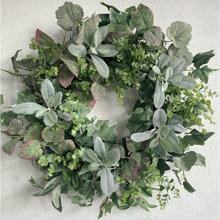 The Holiday Aisle® Handcrafted Faux Lambs Ear Greenery 26'' Wreath